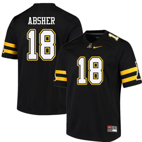 Men #18 Brad Absher Appalachian State Mountaineers College Football Jerseys Sale-Black - Click Image to Close